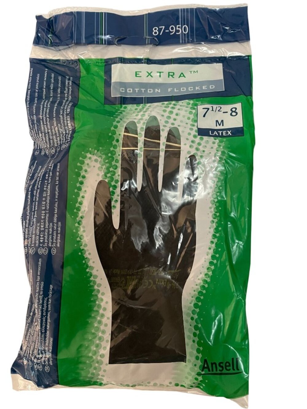 Ansell AlphaTec 87-950 (ex EXTRA) Gloves, Chemical Resistant 7.5-8 M - 10 Pair